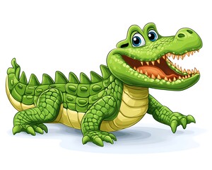 Fototapeta premium Cartoon Crocodile Smiling, Cute Animal, Childish Illustration