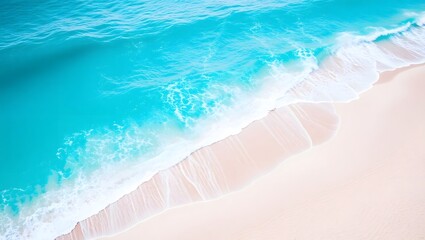 Obraz premium Elevated view of a sandy beach adjacent to turquoise waters.