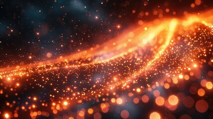 Naklejka premium Abstract glowing blue particles with light rays. Digital art for design and art. Abstract artwork of glowing vibrant color dots and lines connecting together. Global communication concept. AIG53.