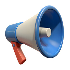3d megaphone isolated on transparent background, ideal for communication, advertisement and announcement concepts.