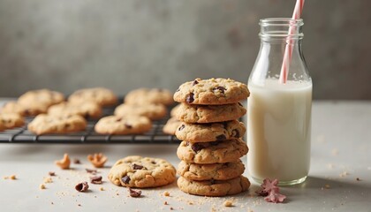 chocolate chip cookies and milk