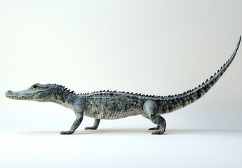 Fototapeta premium Realistic 3D Model of an Ancient Crocodilian Species with Detail on Textures and Colors, Ideal for Educational Resources and Wildlife Presentations
