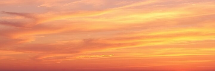 Vibrant colors of orange, pink, and purple fill the sky at sunset, with golden clouds reflecting the last light of day, horizon, clouds