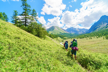 Obraz premium trekking in the backcountry in summer