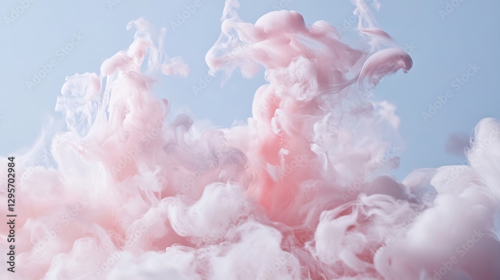 Aufkleber beautiful soft pink and white swirling smoke clouds in a pastel background for stunning abstract art