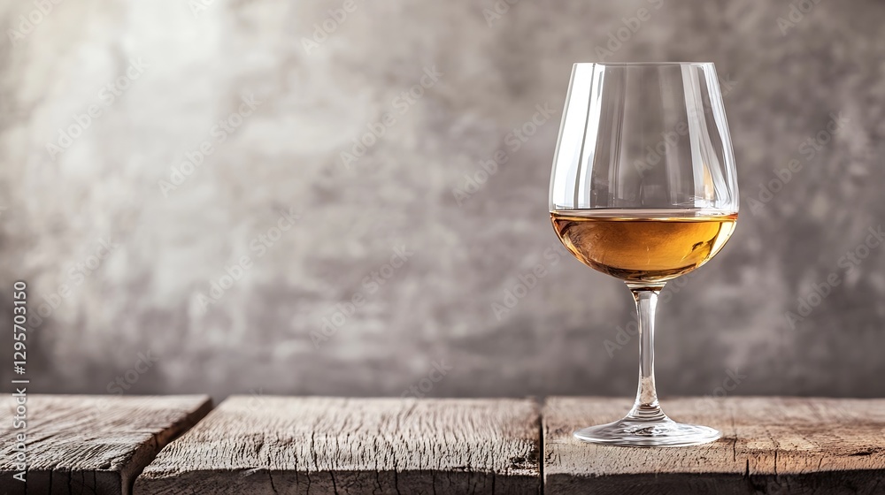 Poster elegant glass of amber colored whiskey on rustic wooden table with textured background : generative 