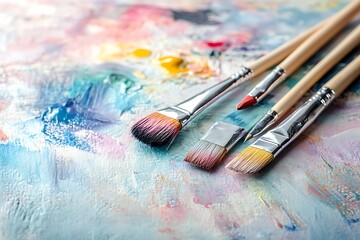 Fototapeta premium Colorful Paintbrushes on Artist's Palette