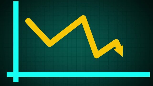 Infographic loss or decrease line chart graph - business development competition concept animation