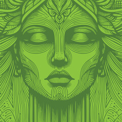 Editable duo colored stylized woman face vector illustration
