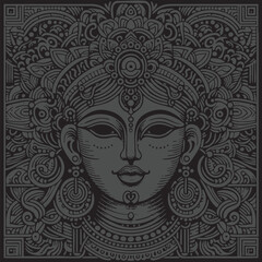 Editable duo colored stylized woman face vector illustration
