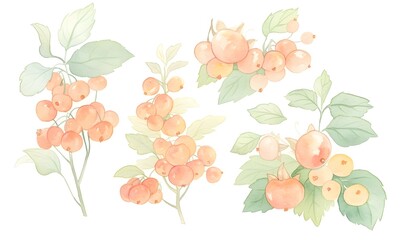 Set forest berries, on a white background, Generative AI