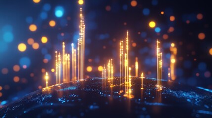 Illuminated Global Network Data Visualization