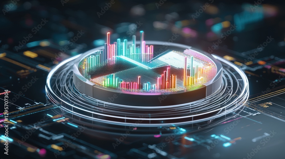 Poster futuristic data visualization with colorful graphs