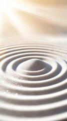Naklejka premium Zen garden sand patterns in sunlight
