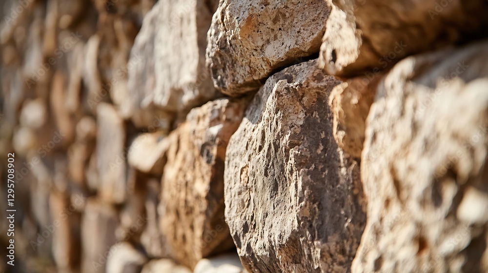 Poster closeup of a rustic stone wall showcasing unique textures and natural colors from aged stones : gene