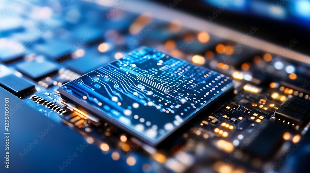 Poster close up of circuit board technology innovations and electronics : generative ai