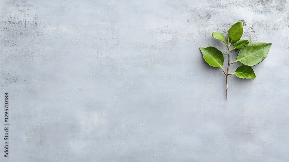 Poster fresh green leaves on a textured gray background for nature and wellness concepts : generative ai