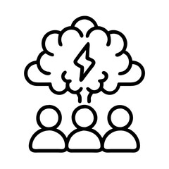 brainstorming icon, brainstorming line art - simple line art of brainstorming, perfect for brainstorming logos and icons