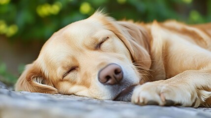 Obraz premium Adorable Sleeping Golden Retriever Dog on a Sunny Day : Generative AI