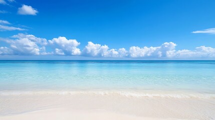 Pristine Tropical Beach with Crystal Clear Water and Blue Sky : Generative AI