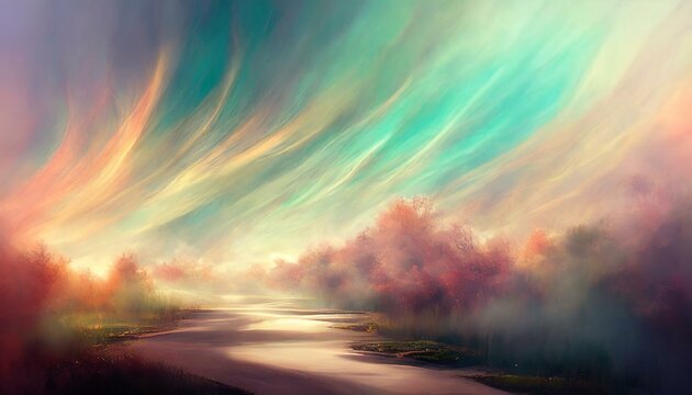 wedding background. A soft pastel background with light blurring, creating an airy mist effect