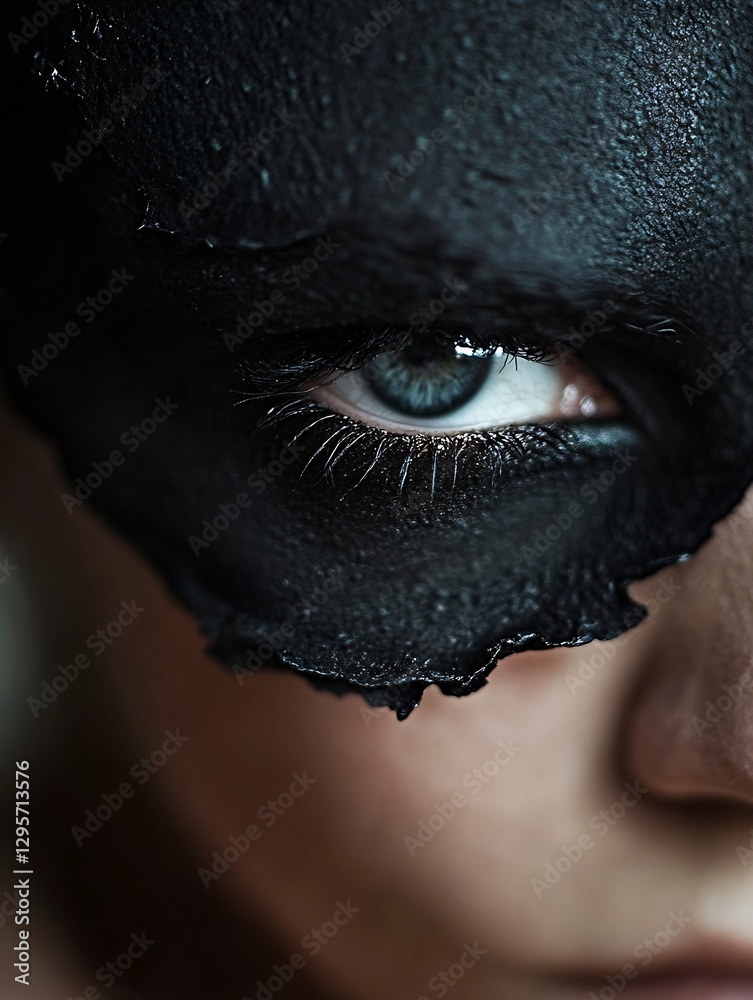 Aufkleber artistic close up of a mysterious person with face paint showcasing bold features : generative ai
