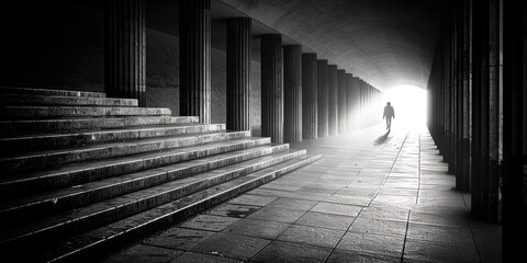 Fototapeta premium Abstract Art, Simple Lines, Monochrome Background, 