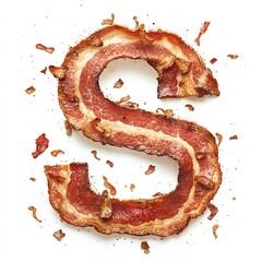 Crispy Bacon Letter S: A sizzling, savory alphabet, perfectly formed with delicious, golden-brown strips of bacon.