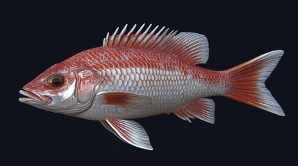 Obraz premium Red snapper fish studio shot, dark background, seafood