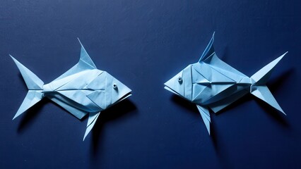  a captivating display of blue origami fish artfully crafted to swim in harmony