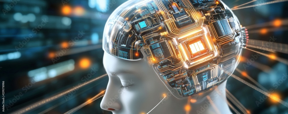 Poster exploring the future of artificial intelligence a deep dive into technology concepts digital landsca