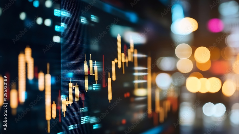 Aufkleber Vibrant Stock Market Chart Displaying Fluctuations and Trends in the Financial Sector : Generative AI
