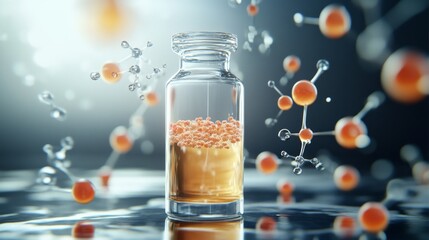Dynamic Visual of Bifida Ferment Lysate in Glass Container