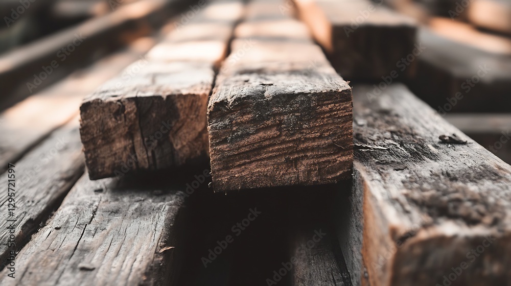 Aufkleber closeup view of stacked wooden logs highlighting natural texture and grain patterns : generative ai