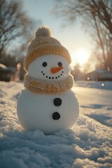 Obraz premium Snowman with Bokeh Winter Background.
