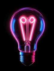Illuminating Ideas: A vibrant, stylized light bulb glows with inner energy against a dark background, symbolizing innovation and inspiration. 