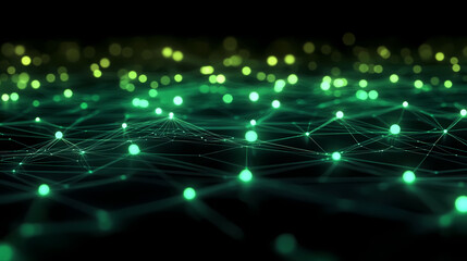 Fototapeta premium Abstract Network of Green and Yellow Dots