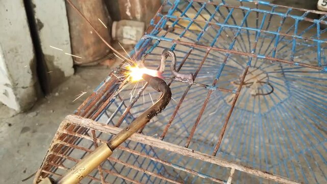 brazing cage with a gas torch