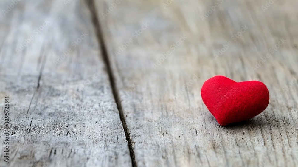 Poster Vibrant red heart shaped object resting on rustic wooden surface evoking warm feelings of love and connection : Generative AI