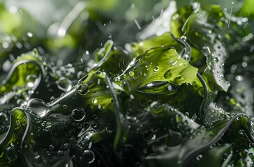 Mesmerizing Rehydrated Wakame Seaweed with Glossy Textured Contrast