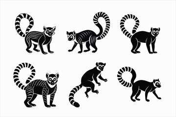 Set of lemur animal vector illustration. © Suzan