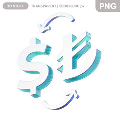 Illustration of the currency exchange between the dollar and the Turkish Lira on the blue background. Composition for economics and finance. 3d render