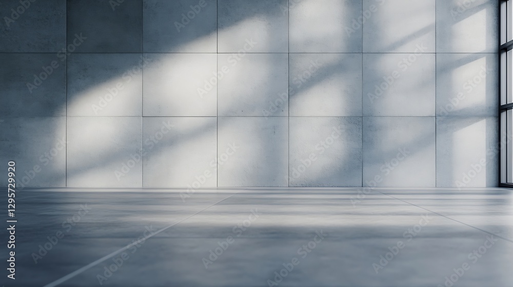 Aufkleber minimalist concrete wall with shadows creating an artistic play of light and space in a modern inter