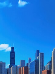 Fototapeta premium Chicago Skyline With Blue Clear Sky