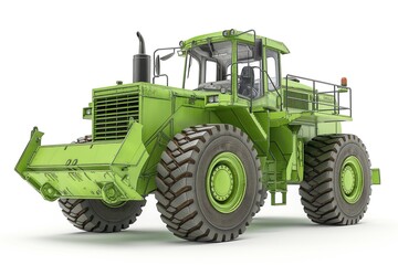 Obraz premium Bright green heavy-duty bulldozer positioned prominently against a neutral background.