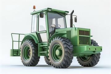 Fototapeta premium A green agricultural tractor showcasing rugged design and powerful build, ideal for farming tasks.