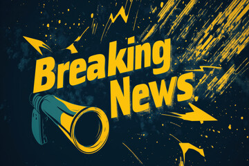 Breaking news graphic with dynamic art featuring bold typography and striking visuals on dark background
