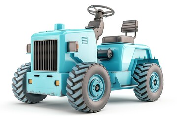 Fototapeta premium A vintage blue tractor with large tires, showcasing a classic design and sturdy build, ideal for farming and outdoor activities.