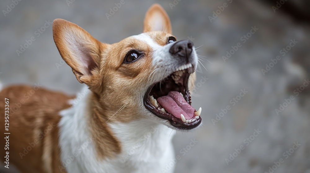 Aufkleber Playful Corgi with Mouth Open and Eager Expression Captured in Natural Light : Generative AI