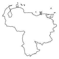 Sleek Outline of Venezuela Minimalist Map in Black Silhouette